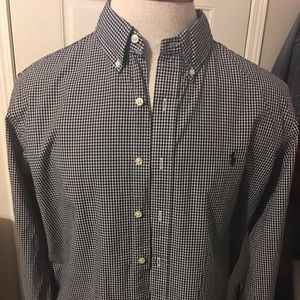 Mens, black and white, plaid button down